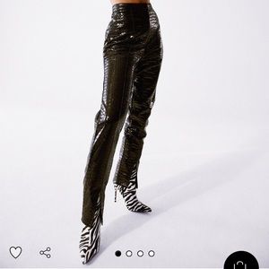 Nasty Gal Petite leather croc pants